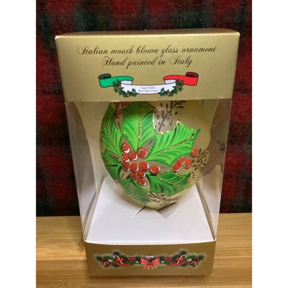 Glass Ornament Bellagio Italian Mouth Blown Hand Painted in Italy New In Box - Picture 2 of 12